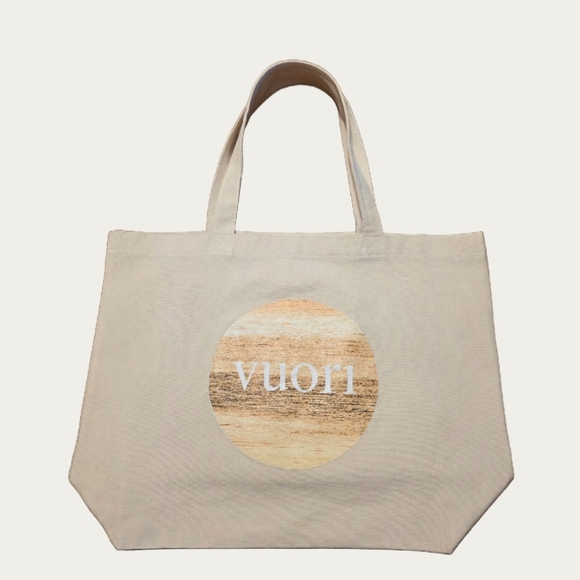 Vuori Handbags - VUORI "THE RISE THE SHINE" Canvas Logo Shopper Tote EUC